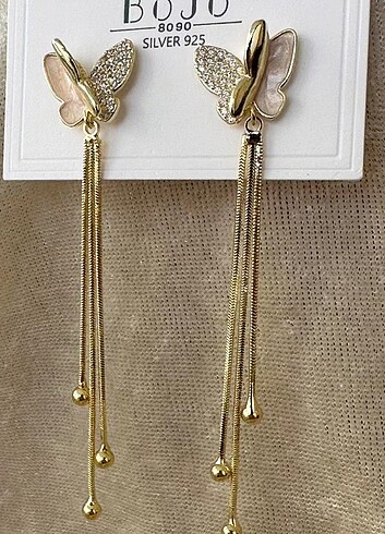  Beden altın Renk Pearly Butterfly Küpe 