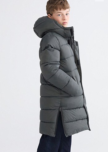 Gri erkek çocuk
 Kışlık Mont Kapüşonlu - Görsel 2