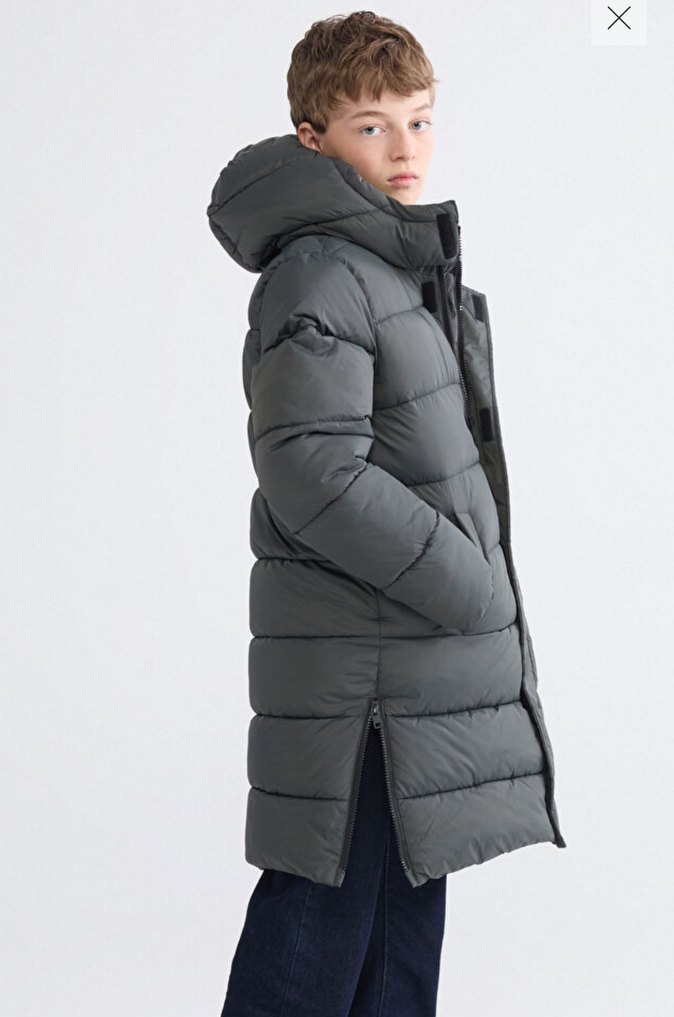 Gri erkek çocuk
 Kışlık Mont Kapüşonlu - Görsel 2