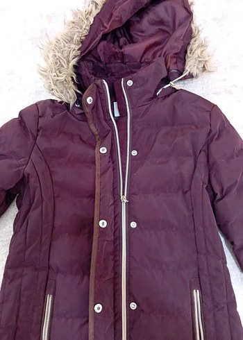 Bordo Kürklü kız çocuk Kışlık Mont - Görsel 4