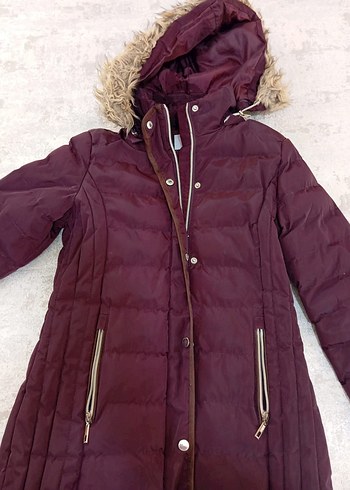 Bordo Kürklü kız çocuk Kışlık Mont - Görsel 2