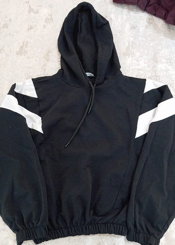 Siyah Kapüşonlu Uzun Kollu Sweatshirt - Görsel 3