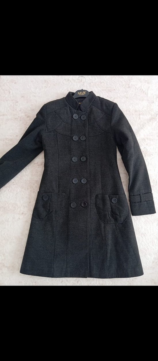 Düğmeli füme Kadın Kaban - Görsel 3