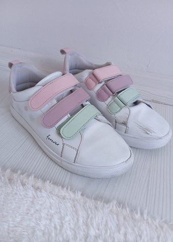 Çiçek Desenli Kız Çocuk Beyaz Spor Ayakkabı - Görsel 6