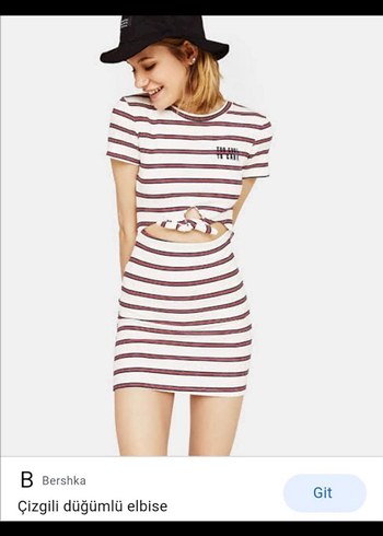 Bershka Çizgili Düğümlü Mini Elbise