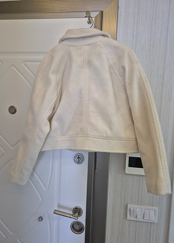 Düğmeli Beyaz Kadın Polar Ceket - Görsel 3