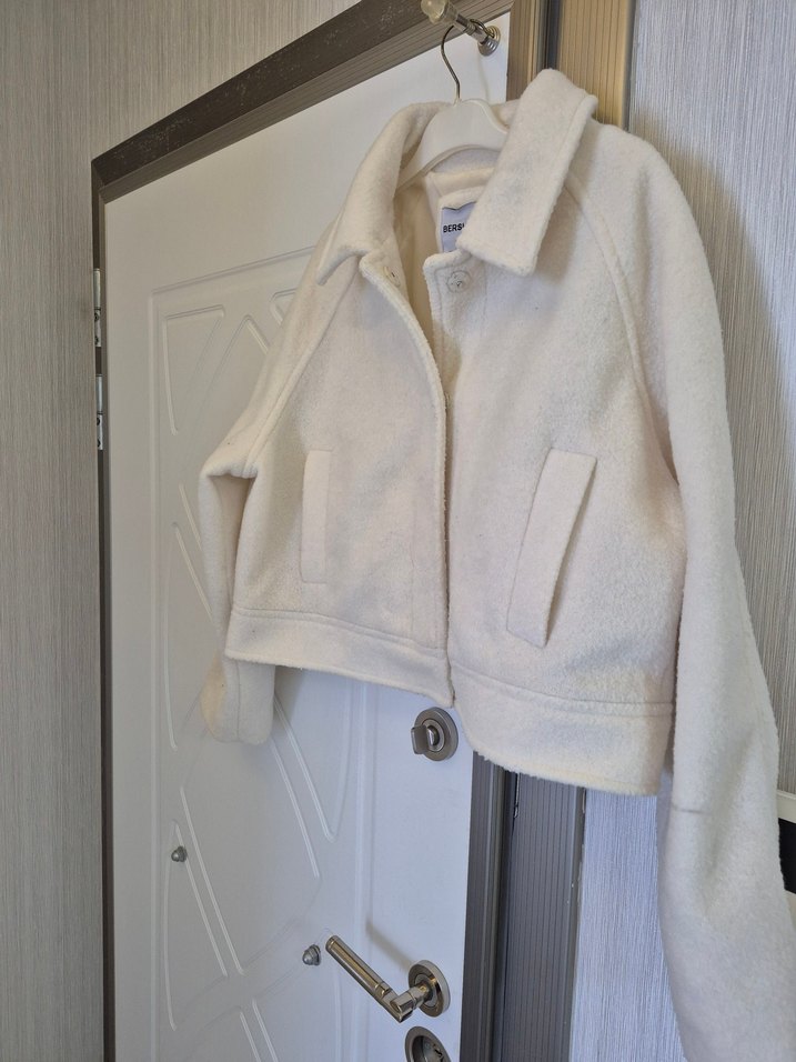 Düğmeli Beyaz Kadın Polar Ceket - Görsel 2