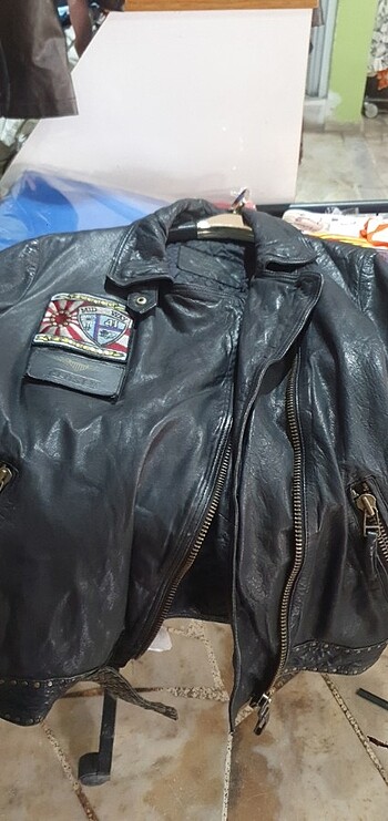 Midway savaşında kullanılmış vintage deri ceket