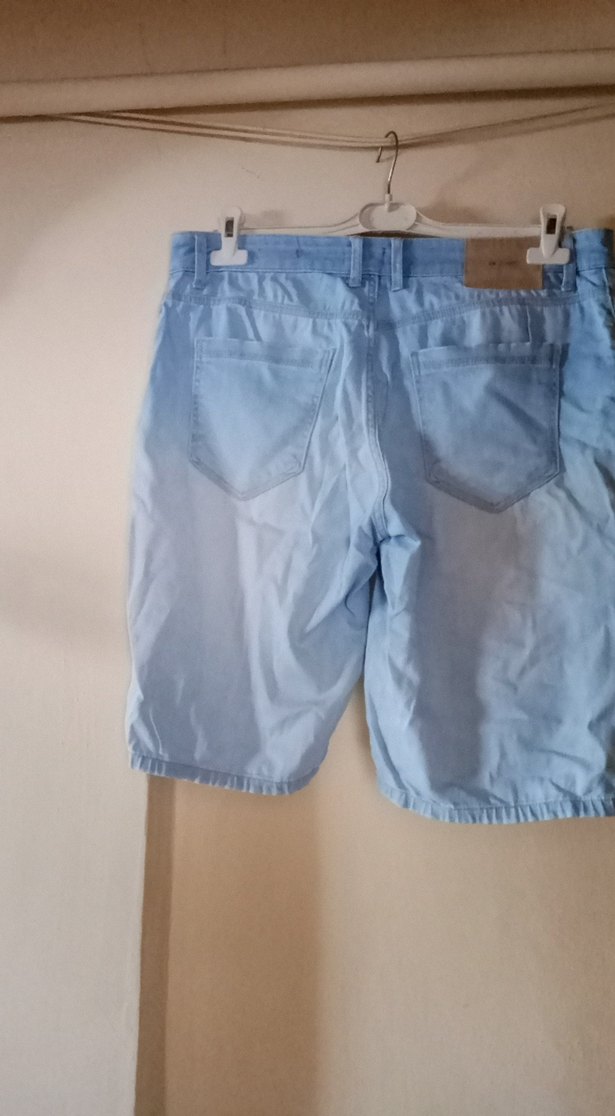 Düğmeli Mavi Erkek Kot Şort - Görsel 3