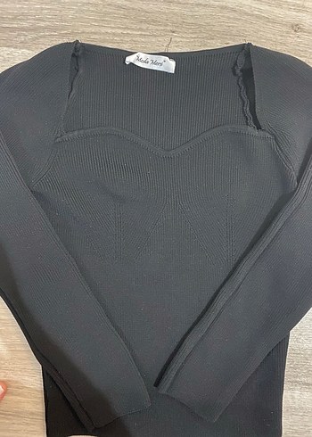 Siyah Uzun Kollu Triko Kadın Kazak - Görsel 2