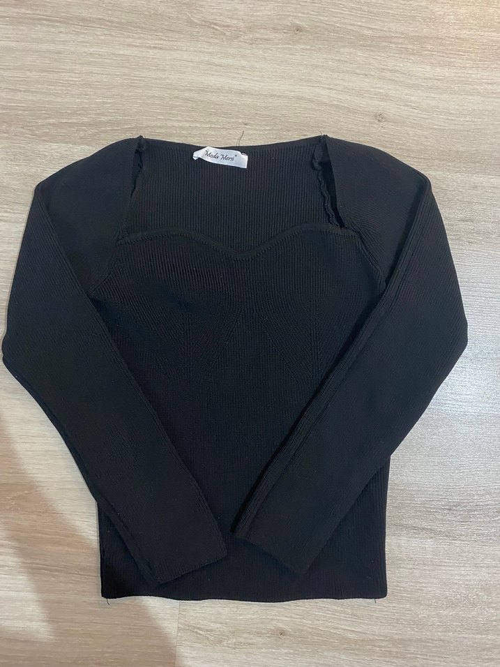 KadınSiyah Kısa Kollu Polo Yaka Tişört - Görsel 3