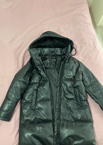 Defacto Siyah Deri Kadın Kışlık Kapüşonlu Mont - Görsel 3