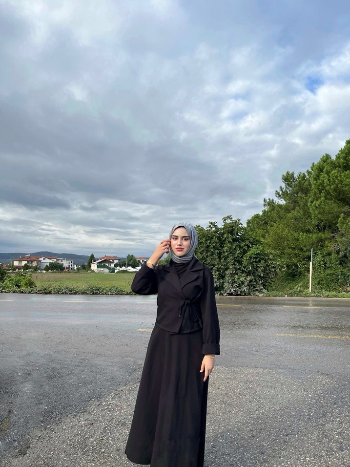 Siyah Uzun Kollu Kadın Gotik Takım Elbise - Görsel 2