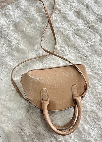 Bej Deri Yılan Desenli Tokalı Kadın Çanta - Görsel 2