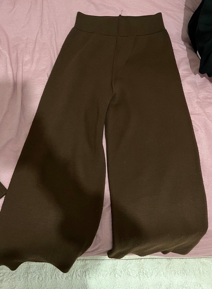 Kahverengi Yakalı Örgü Kadın Kazak İkili Takım - Görsel 4