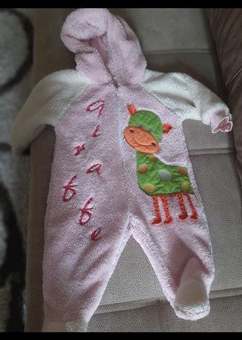 Kapüşonlu Pembe Örgü Kız Bebek Tulumu - Görsel 2