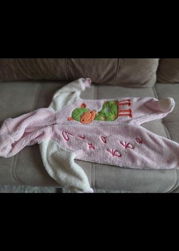 Kapüşonlu Pembe Örgü Kız Bebek Tulumu - Görsel 3