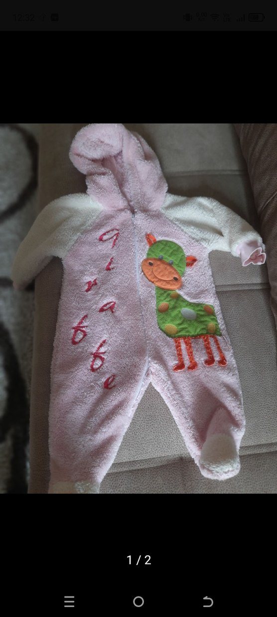 Kapüşonlu Pembe Örgü Kız Bebek Tulumu - Görsel 2