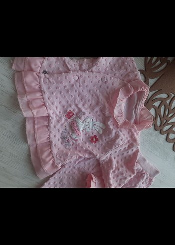 Pembe Fırfırlı Bebek Kız Takımı - Görsel 2