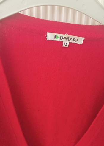 Düğmeli Kırmızı Yün Kadın Hırka - Görsel 2