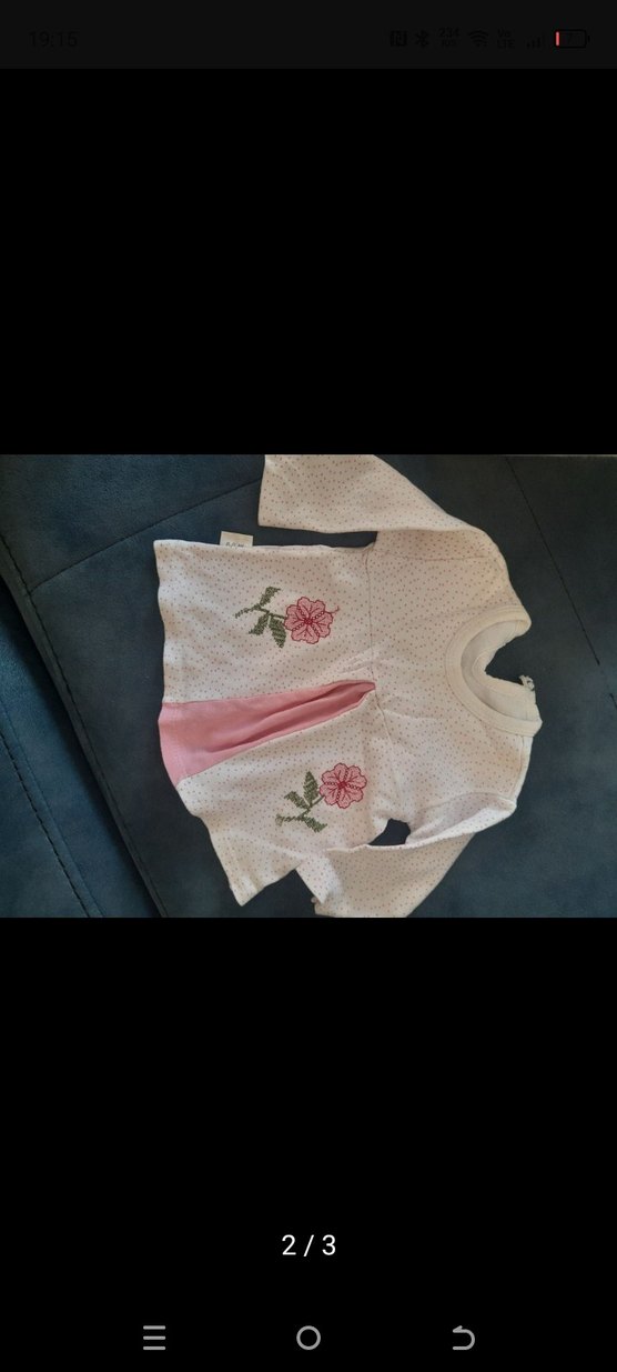 Dantel Detaylı Pembe Nakışlı Bebek Kız Takımı - Görsel 2