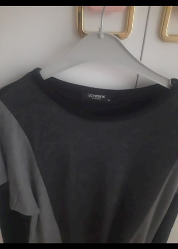 Drapeli Siyah Gri Midi Kadın Tunik - Görsel 2