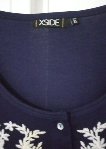 Nakışlı, Uzun Kollu Lacivert Bohem Elbise - Görsel 2