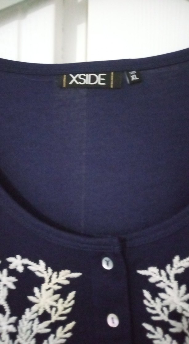 Nakışlı, Uzun Kollu Lacivert Bohem Elbise - Görsel 2