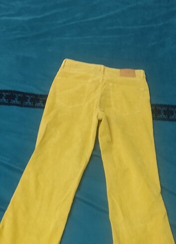 l Beden sarı Renk Bdg kadife ispanyol paça pantolon 
