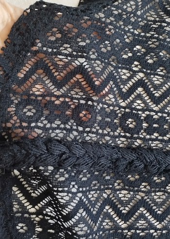 Siyah Bohem dantel V Yaka plaj tuniği - Görsel 4