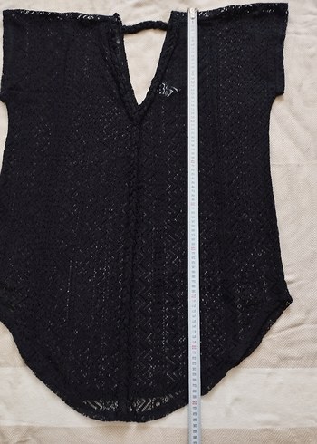 Siyah Bohem dantel V Yaka plaj tuniği - Görsel 2