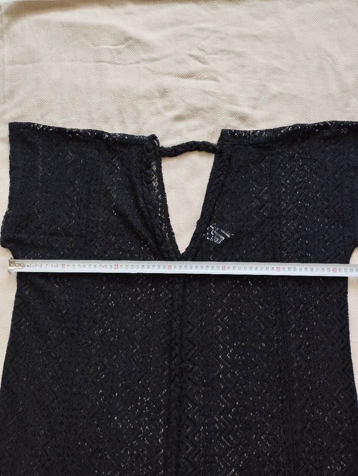 Siyah Bohem dantel V Yaka plaj tuniği - Görsel 3