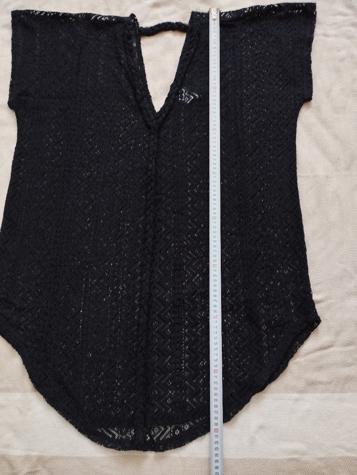 Siyah Bohem dantel V Yaka plaj tuniği - Görsel 2