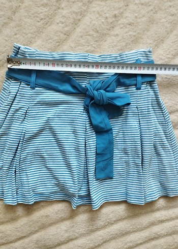 Mavi renkli,penye Kemerli Mini Etek - Görsel 2