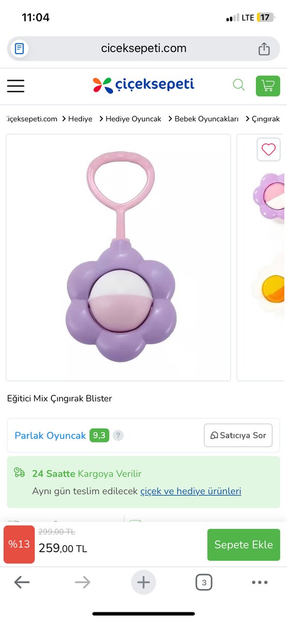 Renkli Mor Çiçek Çıngırak - Görsel 3