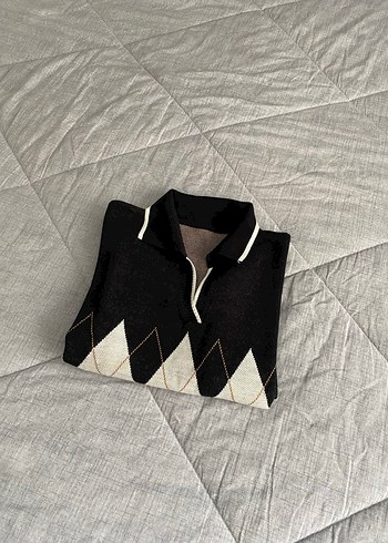 Uzun Kollu Polo Yaka Triko Kazak - Görsel 2