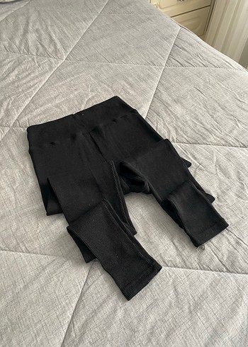 Siyah Elastik Bilek Boyu Kadın Tayt - Görsel 3