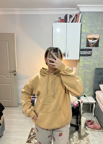 Diğer Bej Kapüşonlu Rahat Kesim Kadın Sweatshirt