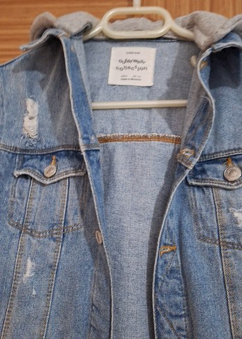 Zara Düğmeli cocuk zara kot Ceket Kapüşonlu