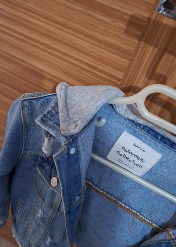 9 Yaş Beden mavi Renk Düğmeli cocuk zara kot Ceket Kapüşonlu