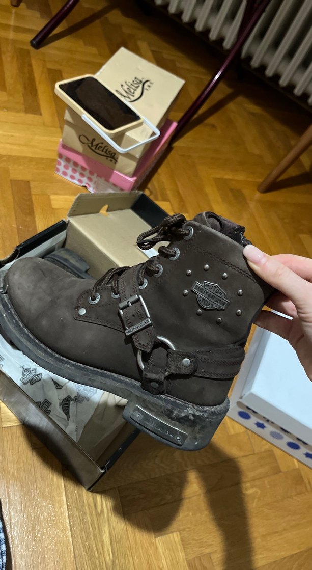 Harley D Kahverengi Deri Tokalı Biker Bot - Görsel 2