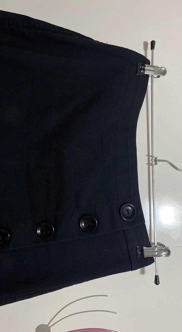 Düğmeli Siyah Mini Etek - Görsel 2