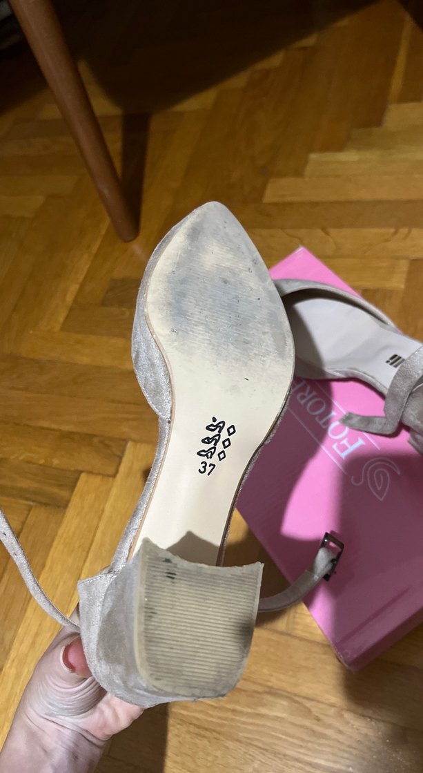 Bej Yılan Desenli Süet Tokalı Topuklu Ayakkabı - Görsel 5