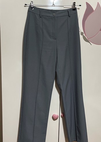 Kadın Gri Nervür Dikişli pantolon - Görsel 2