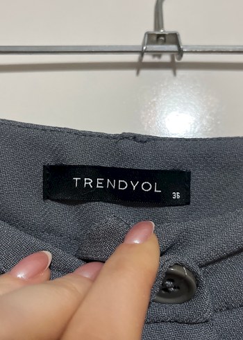 Kadın Gri Nervür Dikişli pantolon - Görsel 4