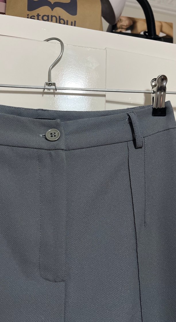 Kadın Gri Nervür Dikişli pantolon - Görsel 3