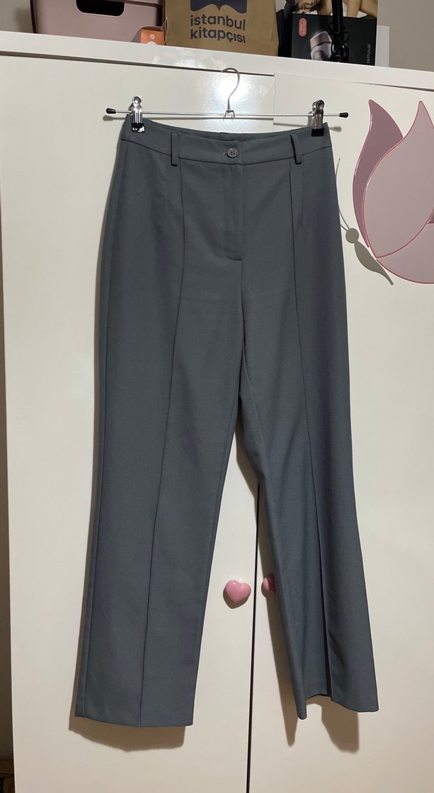 Kadın Gri Nervür Dikişli pantolon - Görsel 2