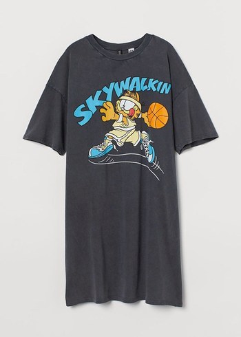 Gri Baskılı Oversize elbise