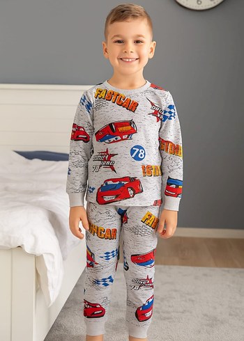 Gri Baskılı Erkek Çocuk Pijama Takımı 3.4