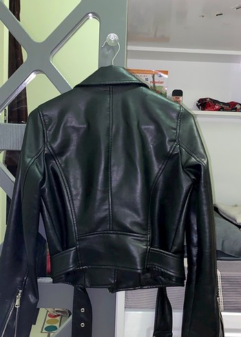 Derimod Kadın Siyah Deri Biker Ceket
